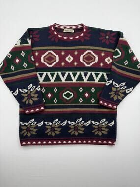 PRIVATE EYES Sweater Aztec Geometric Print‎ Unisex Thick Sweater Women's Large